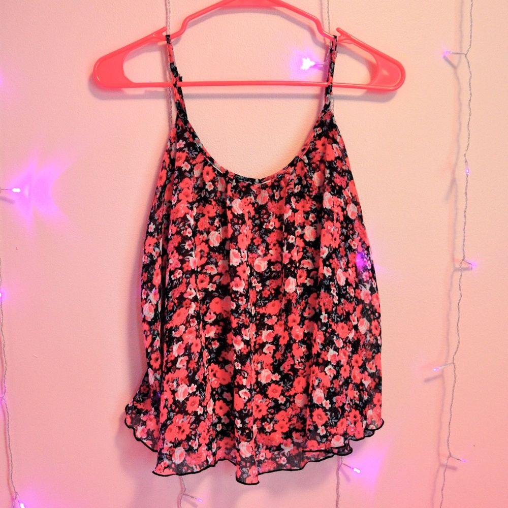 Red Floral Tank Top